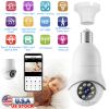 E27 WiFi Bulb Camera 1080P FHD WiFi IP Pan Tilt Security Surveillance Camera with Two-Way Audio Night Vision Flood Light Motion Tracking Siren Functio