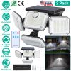 2 Pack Solar Powered Wall Lights IP44 Waterproof Motion Sensor Lights with 4 Adjustable Heads 333Pcs LED Beads 120° Sensing Angle Remote Control for Y