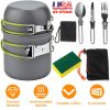 8Pcs Camping Cooking Ware Set Camping Stove Cookware Set Aluminum Pot Foldable Knife Fork Spoon Set for Hiking Picnic Outdoor
