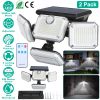 2 Pack Solar Powered Wall Lights IP44 Waterproof Motion Sensor Lights with 4 Adjustable Heads 333Pcs LED Beads 120° Sensing Angle Remote Control for Y