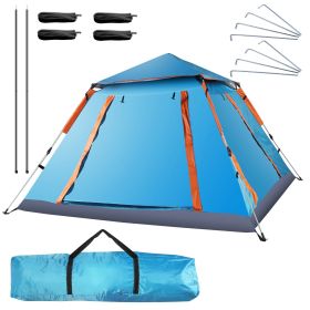 4-5 Person Camping Tent Outdoor Foldable Waterproof Tent with 2 Mosquito Nets Windows Carrying Bag for Hiking Climbing Adventure Fishing (Option: CampingTent(Blue))