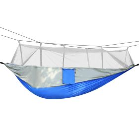 600lbs Load 2 Persons Hammock w/Mosquito Net Outdoor Hiking Camping Hommock Portable Nylon Swing Hanging Bed w/ Strap Hook Carry Bag (Option: MosquitoNetHammock(GRY))
