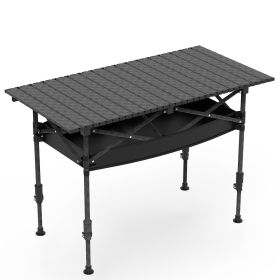 Portable Folding Camping Table With Adjustable Height Hanging Net Rustproof Carbon Steel Foldable Roll-Up Camping Table for Picnic Camping Hiking Beac (Option: CampingTable(95CM))