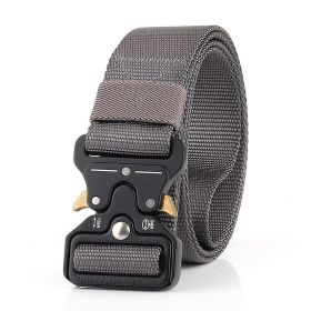 3.8cm Tactical belt Men's military fan Tactical belt Multi functional nylon outdoor training belt Logo can be ordered (Colour: grey)