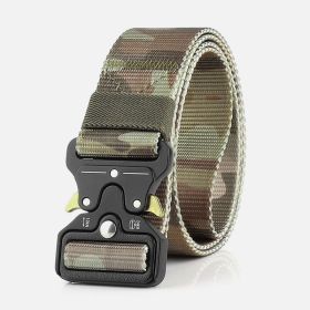 3.8cm Tactical belt Men's military fan Tactical belt Multi functional nylon outdoor training belt Logo can be ordered (Colour: Jungle camouflage)