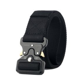3.8cm Tactical belt Men's military fan Tactical belt Multi functional nylon outdoor training belt Logo can be ordered (Colour: black)