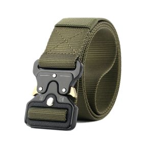 3.8cm Tactical belt Men's military fan Tactical belt Multi functional nylon outdoor training belt Logo can be ordered (Colour: Military green)