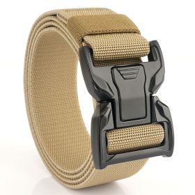 New quick release button tactical nylon belt; working clothes; outdoor training belt; casual men's belt; wholesale by manufacturers (Length (CM): 125cm, Colour: Wolf brown)