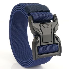 New quick release button tactical nylon belt; working clothes; outdoor training belt; casual men's belt; wholesale by manufacturers (Length (CM): 125cm, Colour: royal blue)