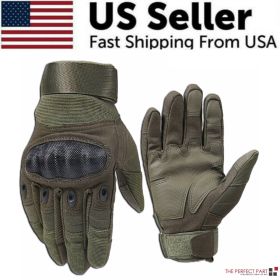 Tactical Motorcycle Motocross Full Finger Gloves Motorbike Riding Racing Mittens (Color: Green, size: L)